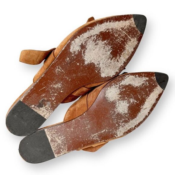 Jenni Kayne Brown Fringe Goatskin Suede Slip-On Mules Slide Buckle Women’s - 8.5 - Picture 4 of 5